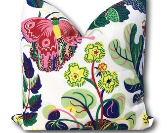 Schumacher Pillow Cover Exotic Butterfly Spring 18x18, 20x20, 22x22, 24x24, Eurosham, Lumbar Pillow, Floral pillow, Josef Frank pillow