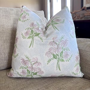 Pastel Pink Floral Pillow Cover – Preppy Pink Throw Pillow, Danica Herrick Pearl’s Bouquet Decorative Accent Cottagecore Pillow Cover ONLY