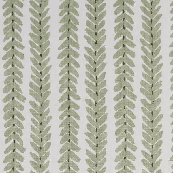 Schumacher Woodperry Moss Green Stripe Pillow Cover Abstract Green Stripe Pillow Cover w/ Ivory Solid Reverse - Pillow COVER ONLY