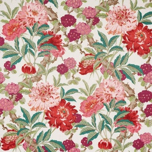 Schumacher Enchanted Garden Fuchsia Pillow Cover -  Green Red Pink Floral Pillow Cover 18x18 - 20x20 - 22x22 - Schumacher Pillow COVER ONLY