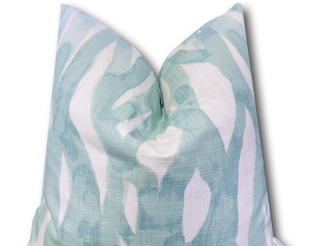Aqua Green Geometric Pillow Cover: Painterly Design
