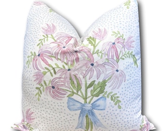 Floral Coquette Bow Pillow Cover: Danica Herrick Pearl’s Bouquet Print
