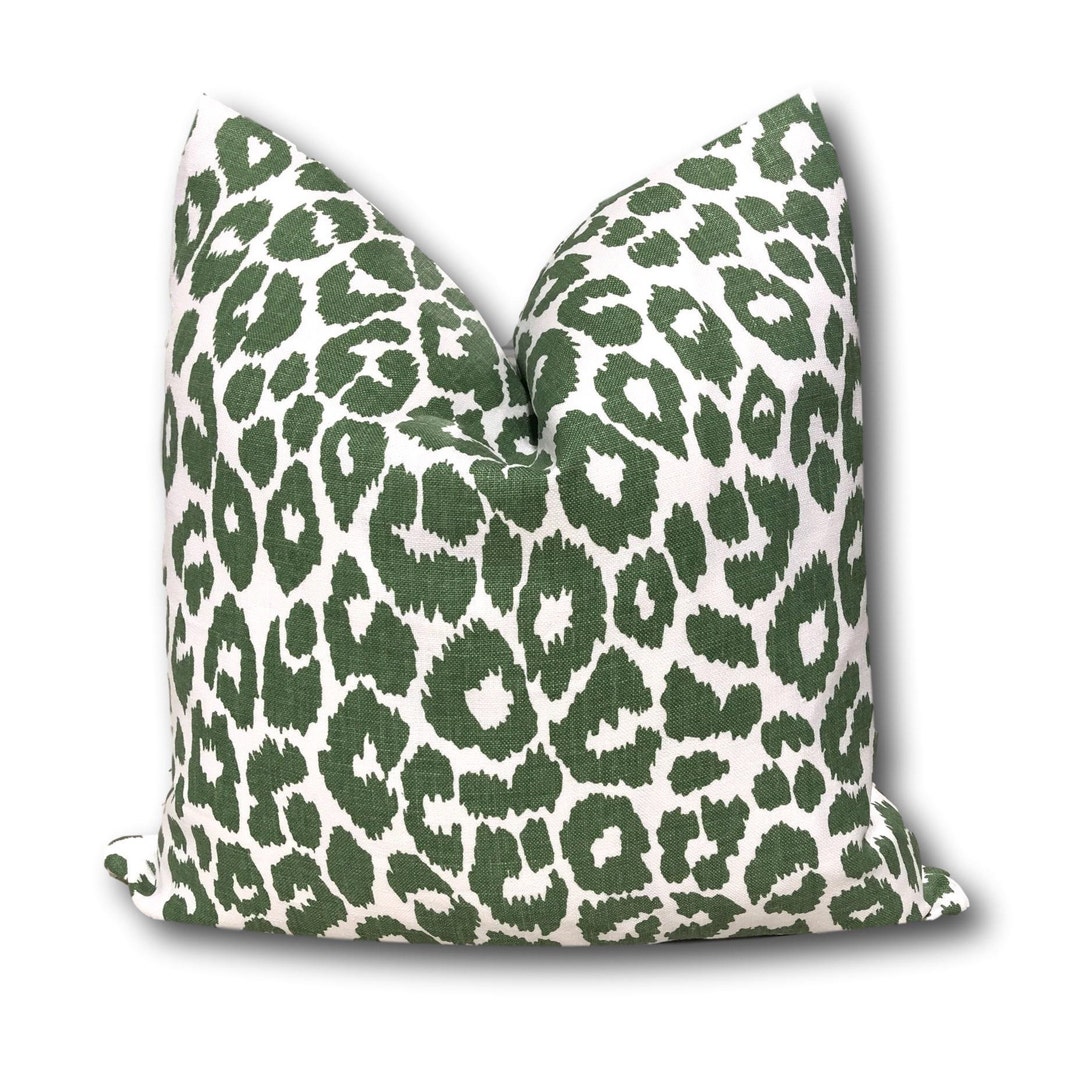 Iconic Leopard Pillow Cover Schumacher Pillow Green Animal Pillow Green