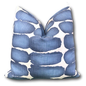 Geometric pillow cover - Blue White Dot  Pillow - Throw Pillow -  Painterly Pillow - Designer Pillow - 20X20 - 22X 22 COVER ONLY