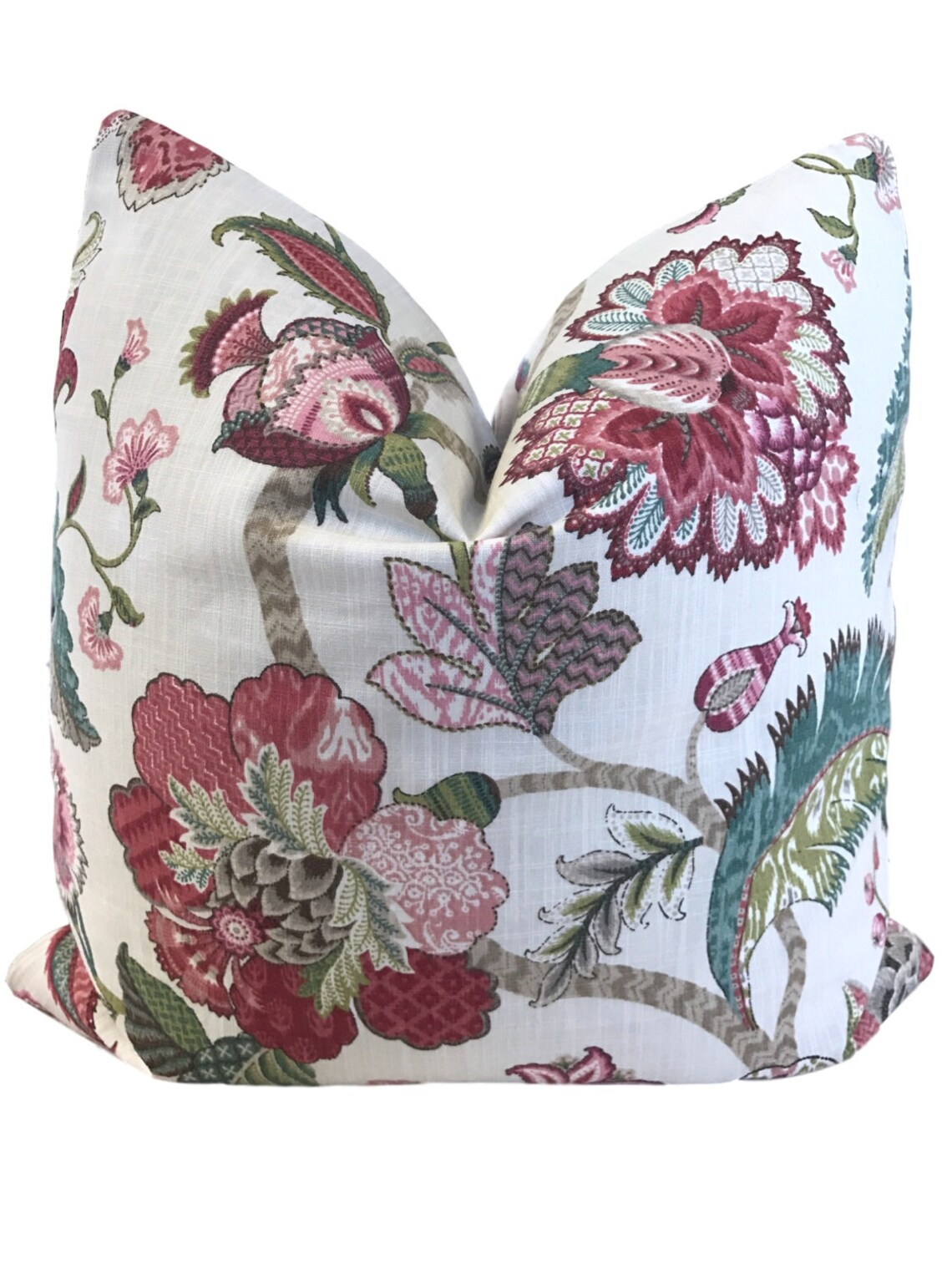 Red Floral Pillow Cover Finders Keepers Red Raspberry Pillow Etsy