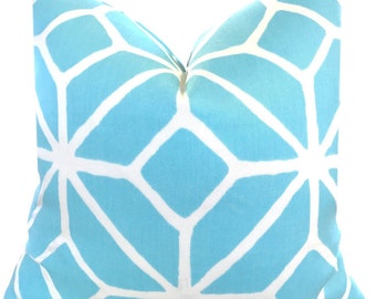 Schumacher Trellis Pool  Pillow Cover - Blue Geometric Pillow - Trina Turk Pillow -  Schumacher Pillow -   Blue Outdoor Pillow COVER ONLY