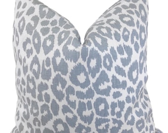 Blue Leopard Leopard Pillow Cover - Schumacher Iconic Leopard  Pillow - Blue Animal Pillow - Blue Leopard Designer Pillow  - COVER ONLY