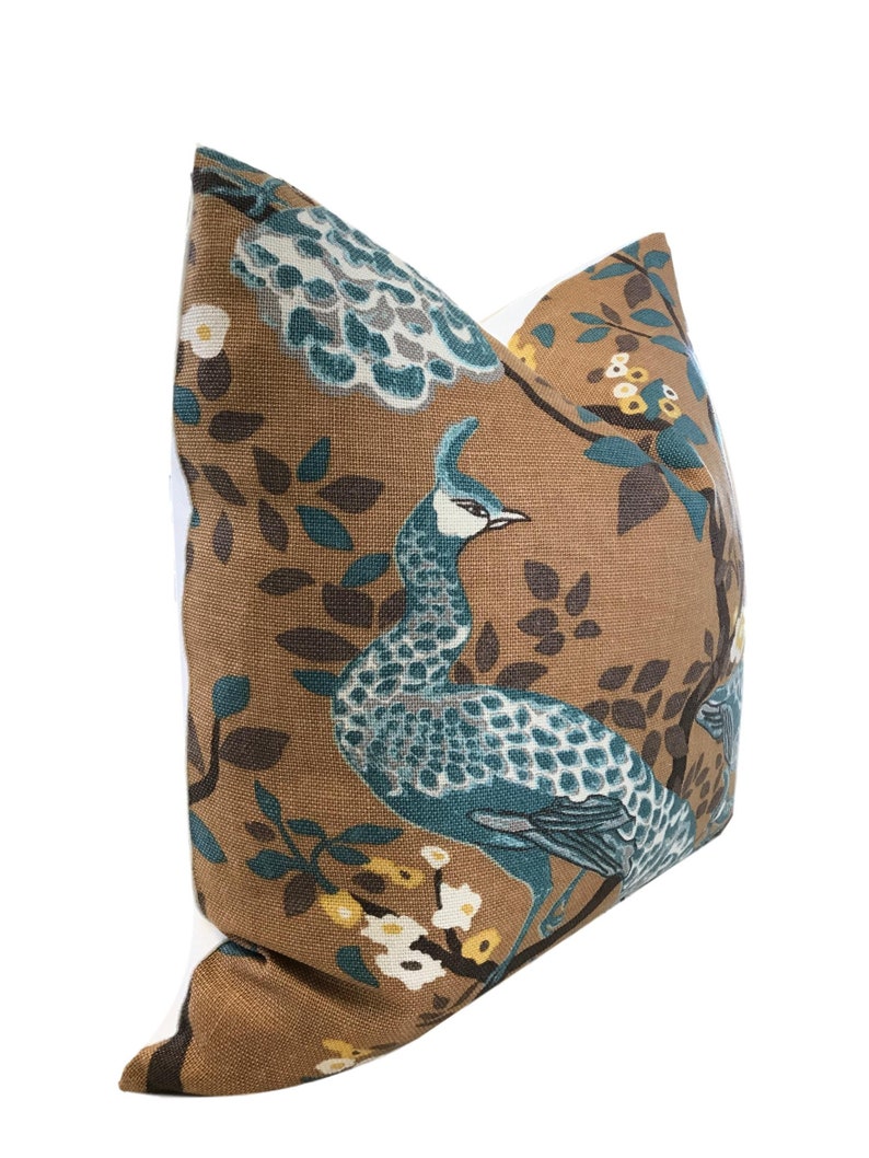 Peacock Pillow Floral Pillow Bird Pillow Robert Allen Vintage Etsy