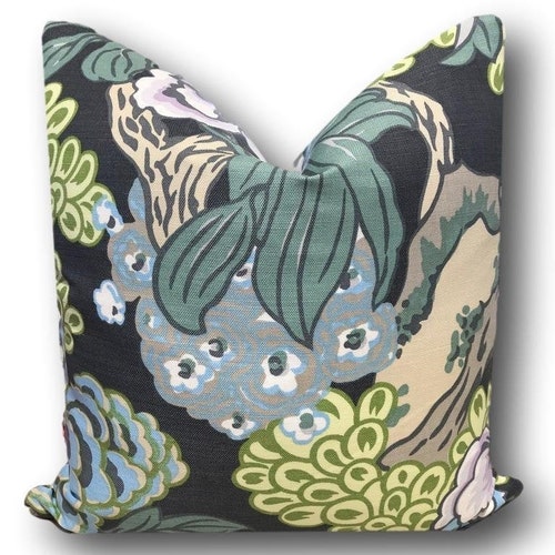 Thibaut Honshu Pillow Cover W/ Ivory Linen Reverse Grey Etsy