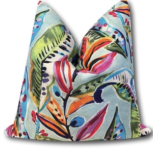 Birds of Paradise Pillow Cover: Tropical Coastal Decor, Indoor/Outdoor COVER ONLY