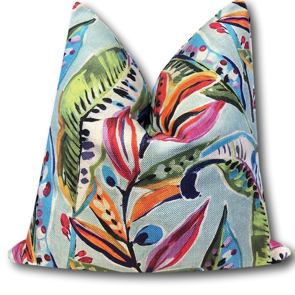 Housse de coussin oiseaux de paradis : décoration côtière tropicale, intérieur/extérieur HABILLAGE UNIQUEMENT