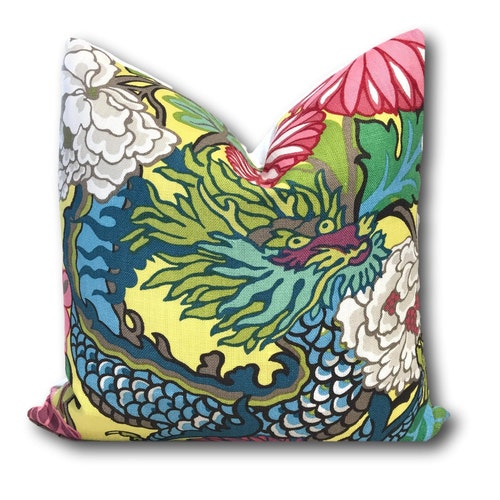 Schumacher Pillow Cover in Chiang Mai Dragon Alabaster Linen Etsy