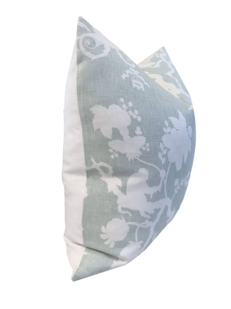 Schumacher Shantung Silhouette Pastel Green Toile Cushion - Chinoiserie Decorative Throw Pillow - Elegant Designer Accent Pillow COVER ONLY image 3
