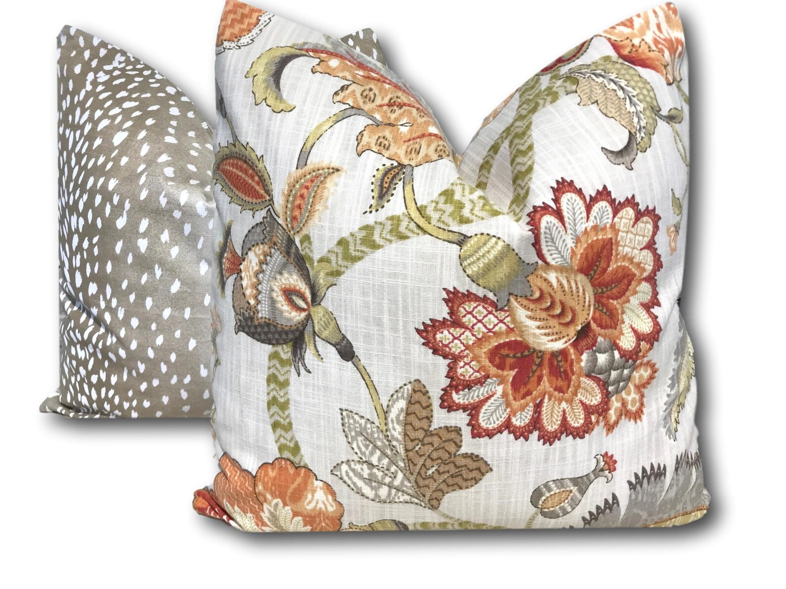 Orange Floral Pillow Cover Finders Keepers Spice Pillow Etsy