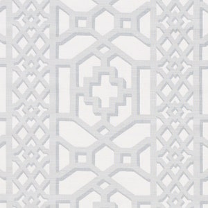 Schumacher Zanzibar Trellis Cloud Pillow Cover - Schumacher Trellis- Gray Trellis - Gray Geometric - Decorative Pillow Cover - COVER ONLY
