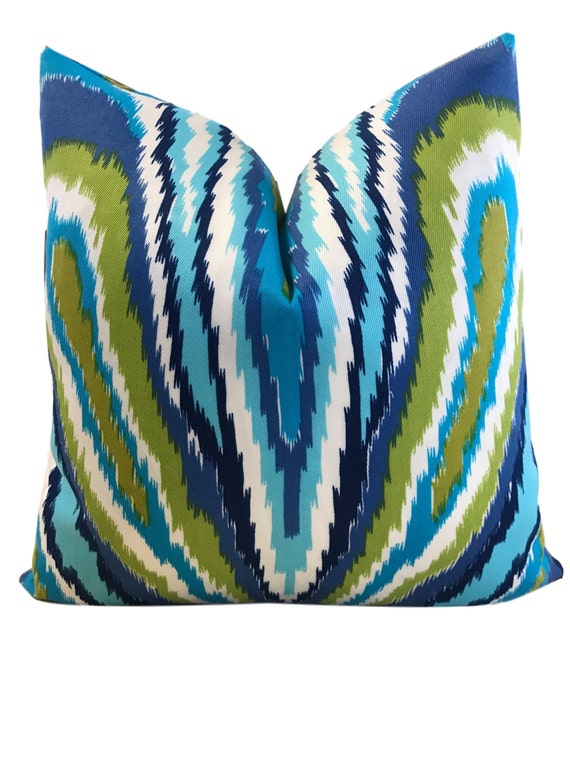 Trina Turk Pillow Outdoor Pillow Peacock Pillow Blue Etsy