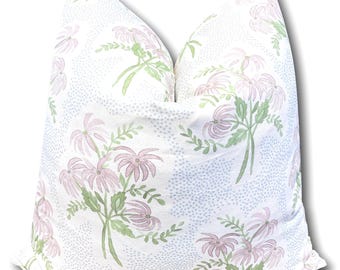 Pastel Pink Floral Pillow Cover: Danica Herrick Pearl’s Bouquet Print