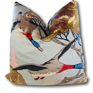 VELVET Lee Jofa Flying Ducks Sky Both Sides pillow cover - Hunting Pillow Cover - Sportsman Pillow Cover - Bird Pillow Cover - COVER ONLY
