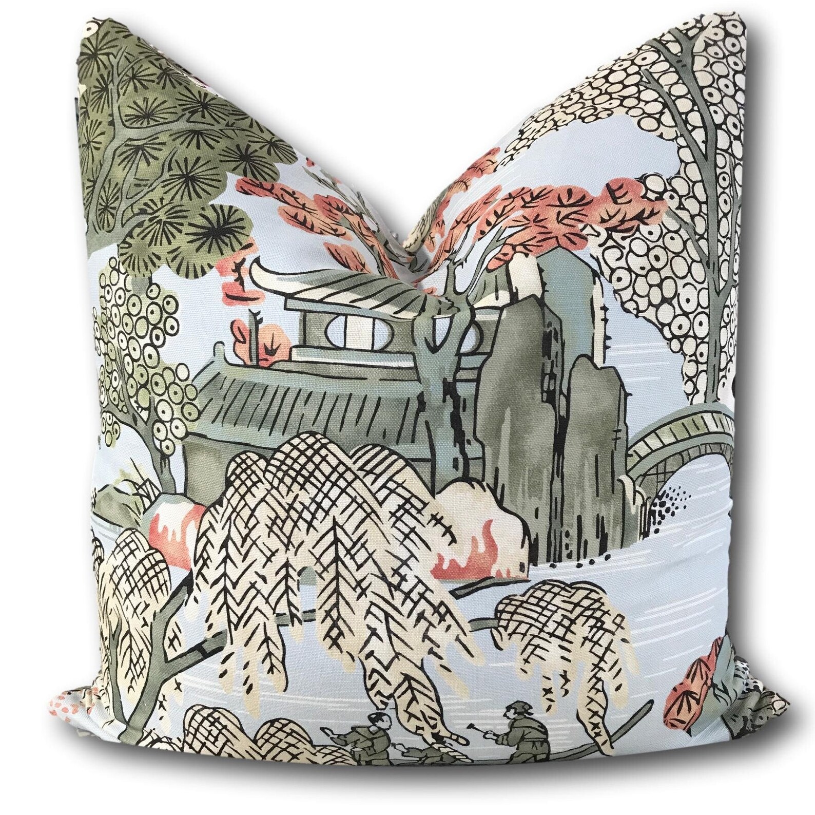 Thibaut Asian Scenic Pillow Cover Robin's Egg Blue Etsy