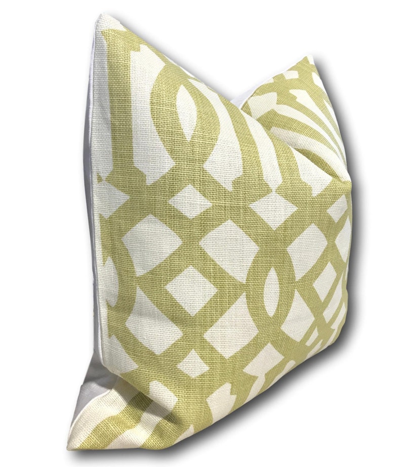 Schumacher Pillow Cover Kelly Wearstler Pillow Imperial Trellis Citrine /Linen on Reverse Yellow Geometric Pillow COVER ONLY image 2