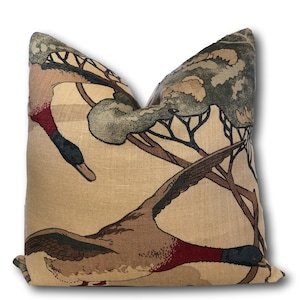 Lee Jofa Flying Ducks in Camel Grey pillow covers - Hunting Pillow Cover - Sportsman Pillow Cover - Grey Bird Pillow Cover - COVER ONLY