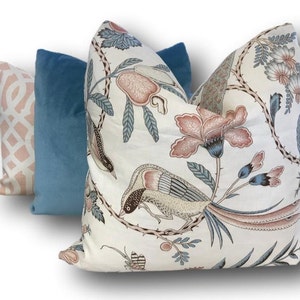 Schumacher Campagne Peacock and Rouge Pillow Cover - Chateaucore French ...