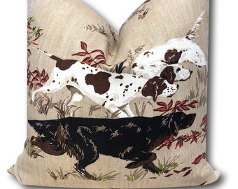 Funda de almohada Schumacher Pointers: estampado de perro de caza marrón tostado