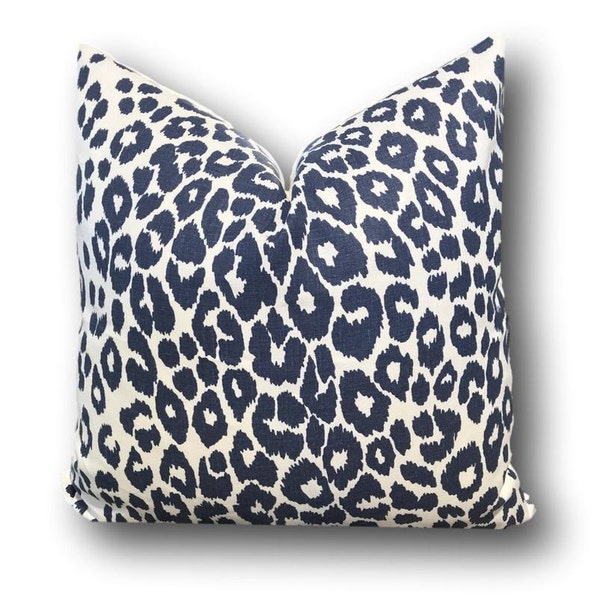 Blue Leopard Pillow Etsy