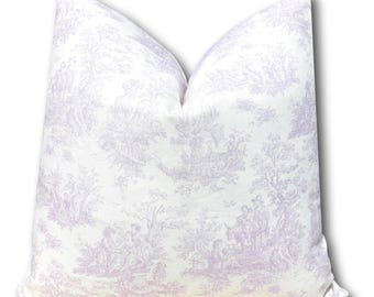 Lavender Toile Pillow Cover: French Country Cottagecore Decor