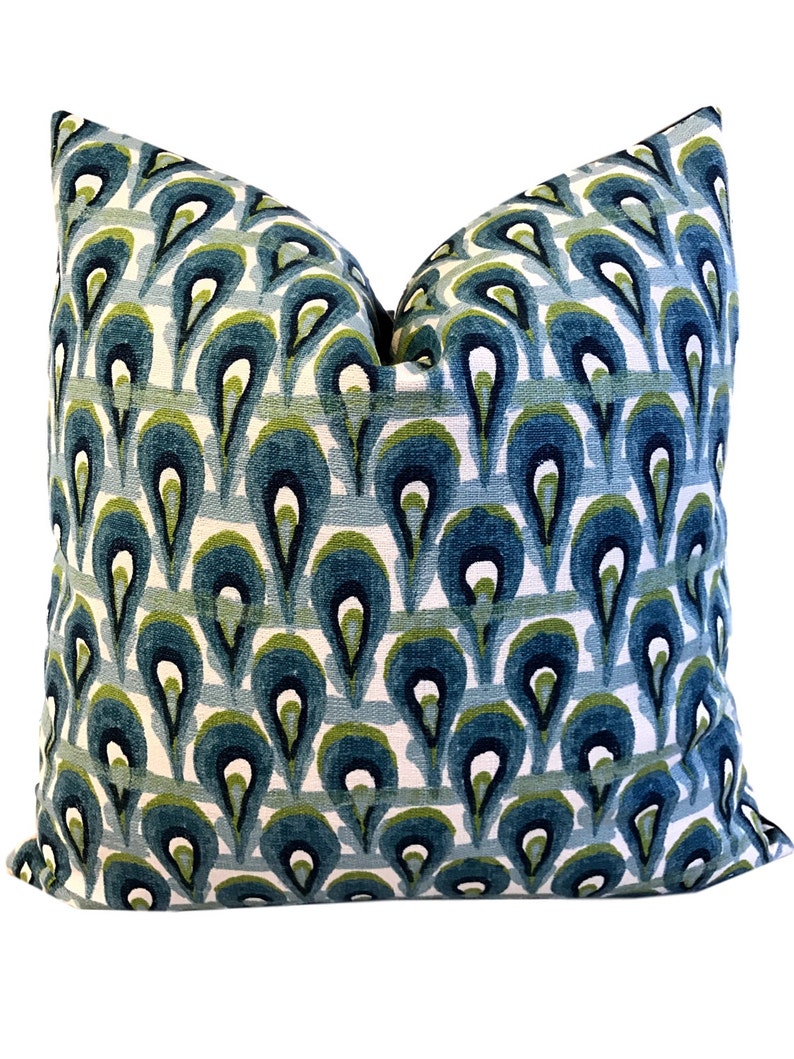 Geometric Pillow Cover Peacock Pillow Cover Blue Green Etsy