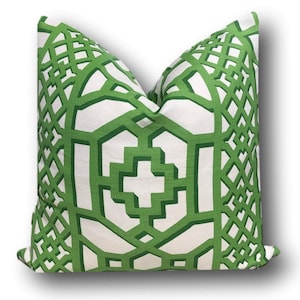 Schumacher Zanzibar Trellis Jade Pillow Cover - Schumacher Trellis- Green Trellis - Green Geometric - Decorative Pillow Cover - COVER ONLY
