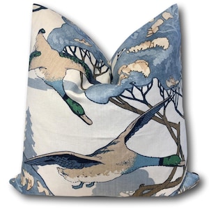 Lee Jofa Flying Ducks in Blue pillow covers - Hunting Pillow Cover - Sportsman Pillow Cover - Blue Bird Pillow  Lake House Decor COVER ONLY