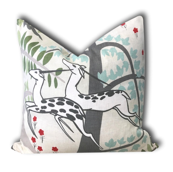 Schumacher Antelopes Ivory Pillow Cover - Schumacher Pillow  - Paul Poiret Pillow Cover 18x18, 20x20 or 22x22, 24x24, COVER ONLY