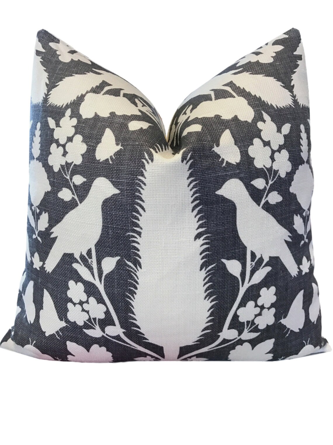 Chenonceau Charcoal Pillow Cover w/ Ivory Linen Reverse Etsy