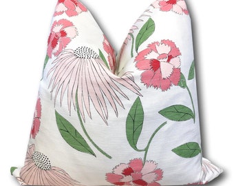 Schumacher Bouquet Toss Pepper berry Pillow Cover: Pink Floral Accent Pillow