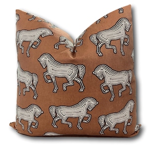 Schumacher Faubourg Pillow Cover - Schumacher Horse pillow - 18x18, 20x20, 22x22, Eurosham - lumbar toss pillow, equestrian COVER ONLY