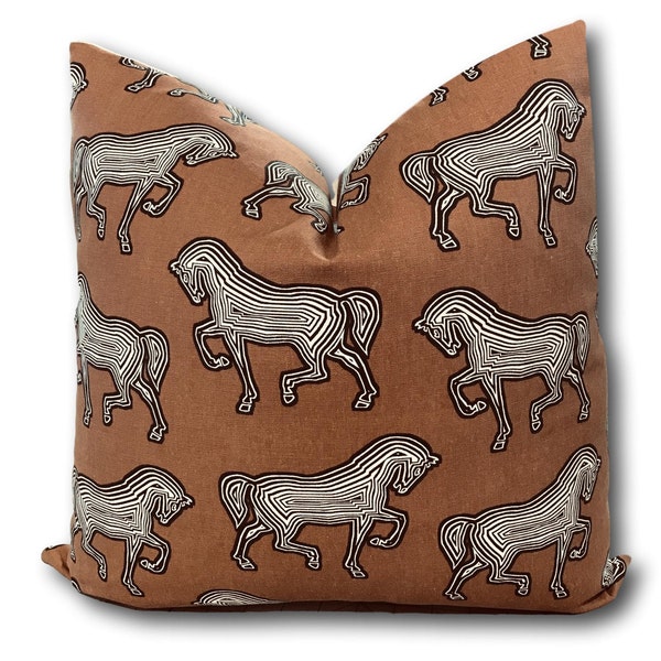 Schumacher Faubourg Pillow Cover - Schumacher Horse pillow - 18x18, 20x20, 22x22, Eurosham - lumbar toss pillow, equestrian COVER ONLY