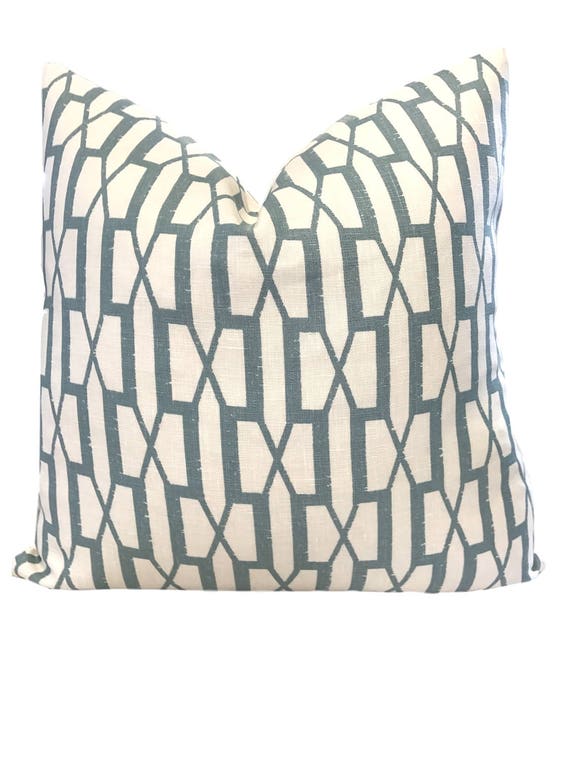 Belvedere Peacock Blue Pillow Cover W Linen Reverse Blue Etsy