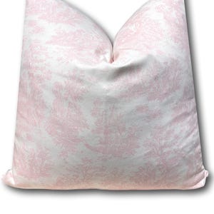 Pink Throw Pillow Toile Pillow Cottage Core Pastel Pink Throw Coastal Grandmother Home Decor French Country Designer Cushion COVER ONLY