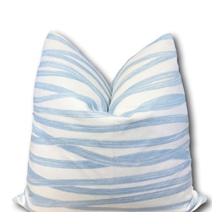 Schumacher Brushstrokes Sky Decorative Pillow Cover-  Light Blue Pillow - Stripe Pillow  - Euro pillow - 18x18 - 20x20 - 22x22 - COVER only