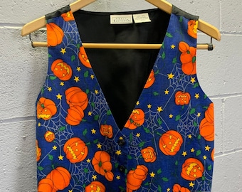 Vintage Halloween Novelty Vest Jackolantern Pumpkin Spider Web Small Halloween Wedding