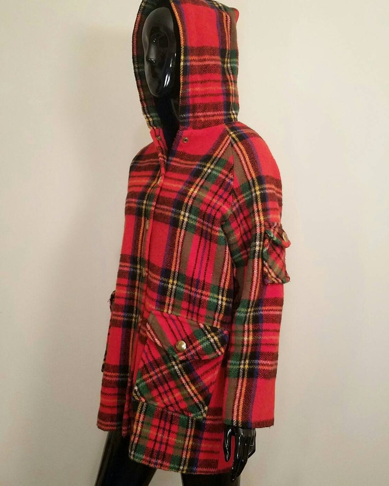 red flannel hooded jacket