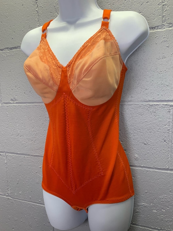 Vintage Hand Dyed Orange Bodysuit Vintage Lingeri… - image 2