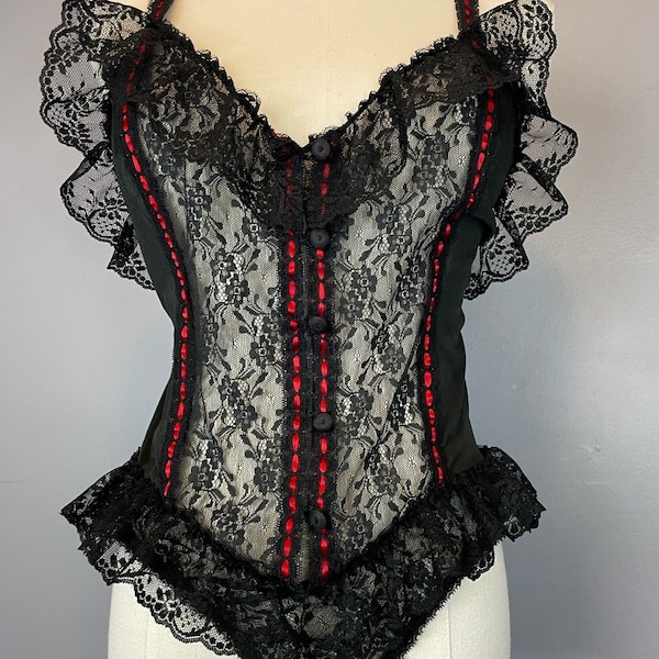 Black Embroidered Lace Teddies