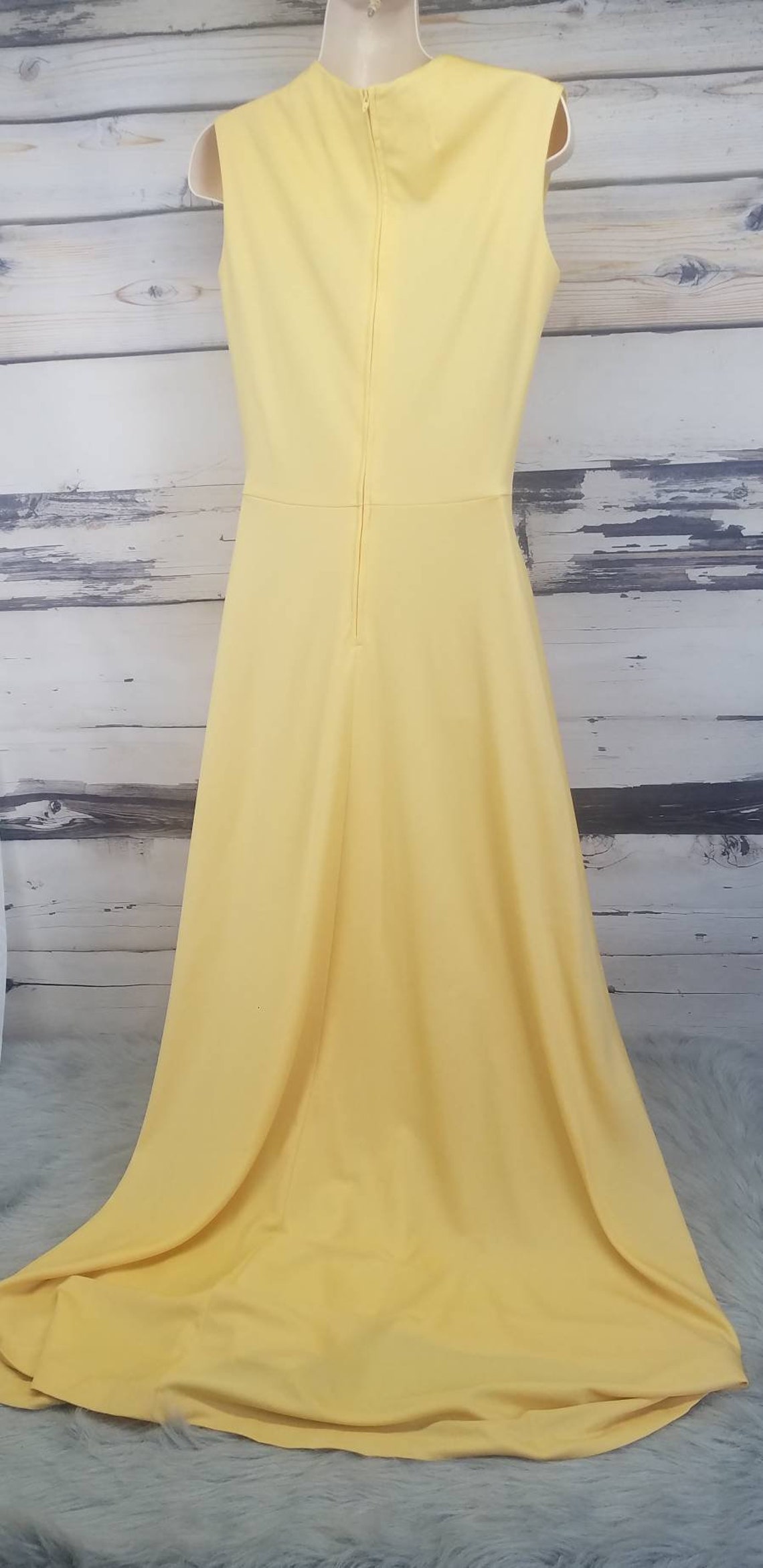 Vintage 70s Butter Yellow Bias Cut Sleeveless Maxi Dress | Etsy