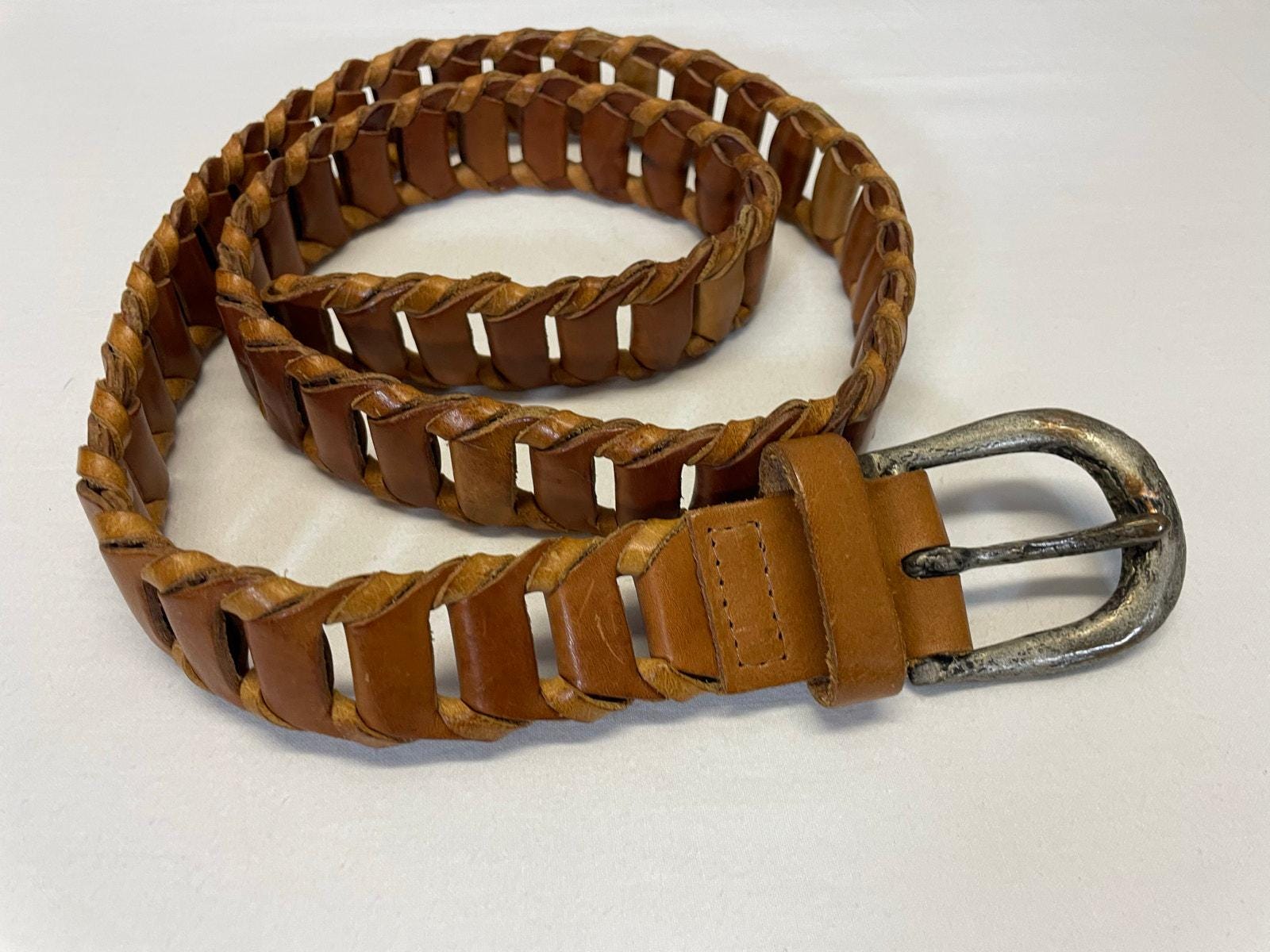 Vintage 1990s Brown Ladder Braided Leather Belt Italy Large - Etsy