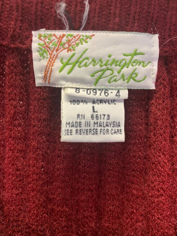 Vintage 80s Maroon Cottage Core Cardigan Sweater … - image 5