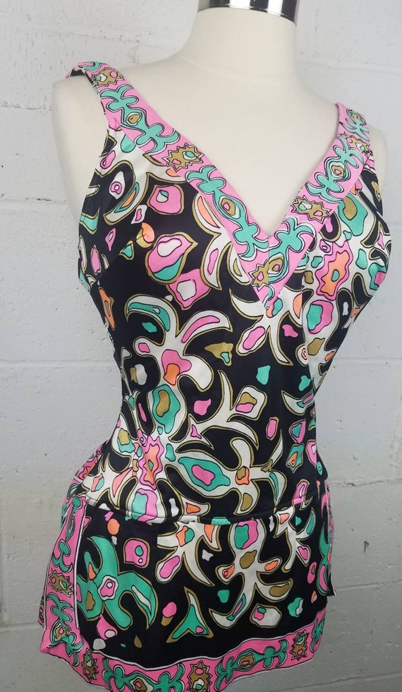 Vintage 1960s One Piece Psychedelic Mod Novelty P… - image 1