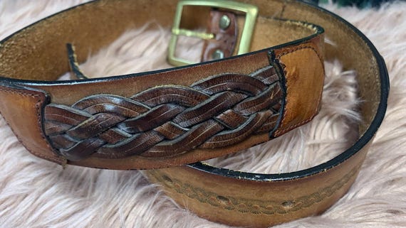 Vintage Leegin belt with buckle Vintage Leegin Leather Belt: 1980s Chestnut Brown, Solid  main image 3