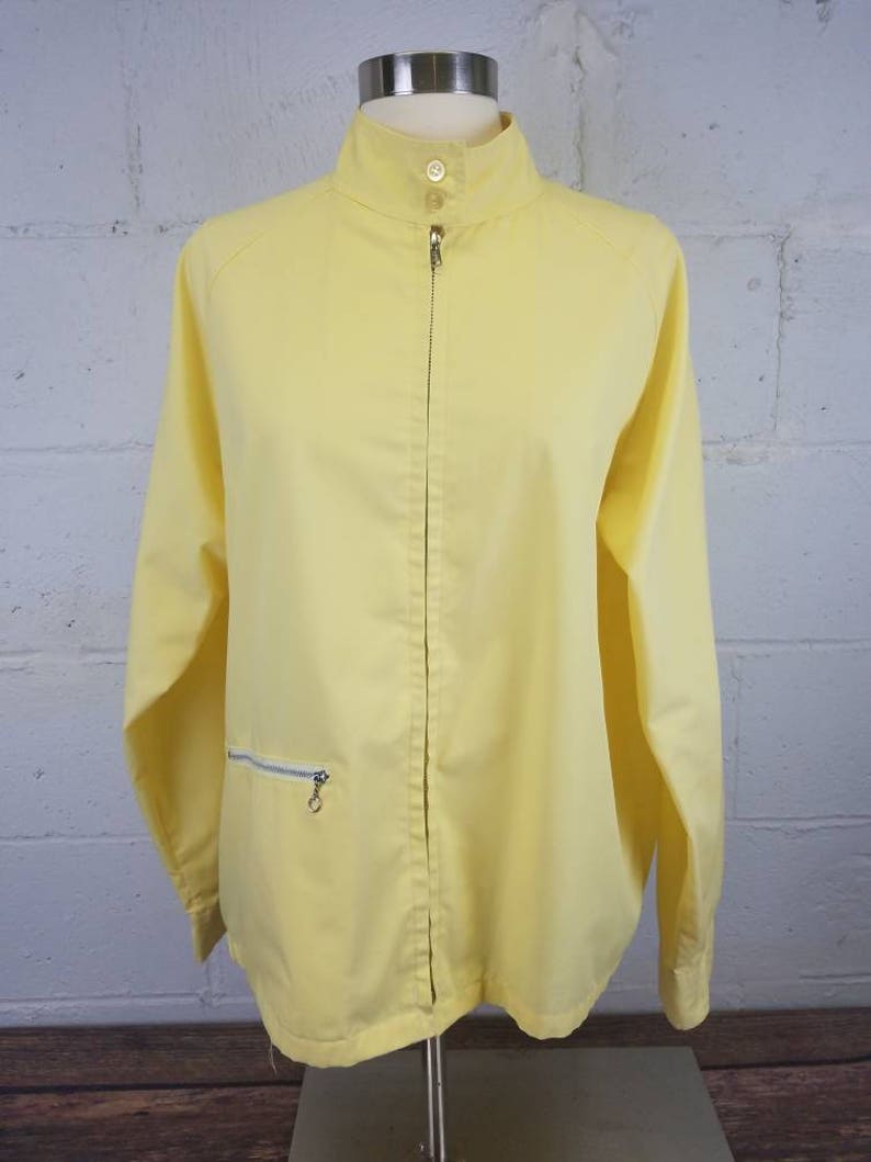 Vintage 1960s Yellow Grant/'s Department Store Yellow Zip Front Windbreaker Jacket with Zip Front Pocket